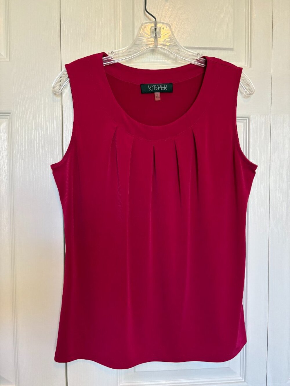 Kasper Magenta Pleated Front Sleeveless Layering Shell Tank Top - Size M